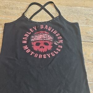 Harley-Davidson Black and Red Skull Crop Top